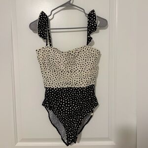 Summersalt Black and Cream Polka Dot Kids Bodysuit